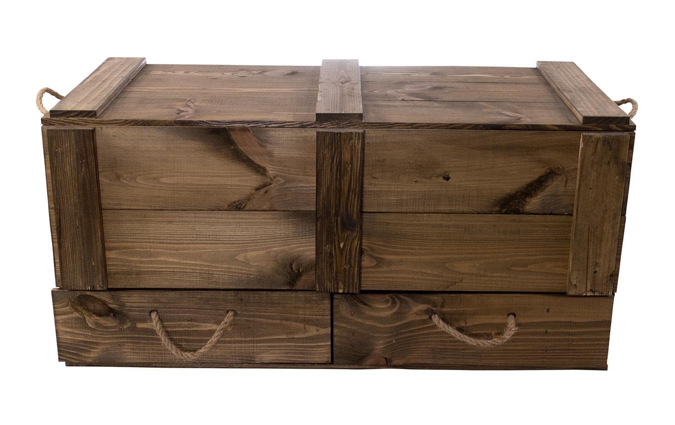 Holz Zollhaus Truhe Vintage Braun, 85 x 40 cm