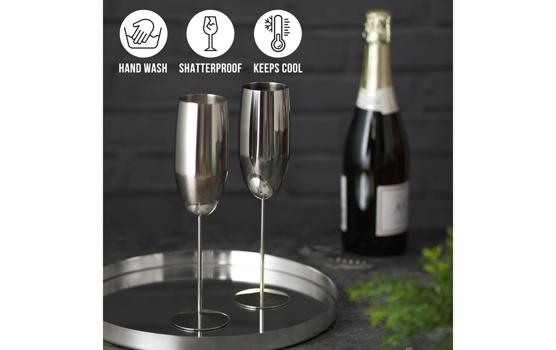 Oak & Steel Sektglas 285 ml, 2 Stück, Silber