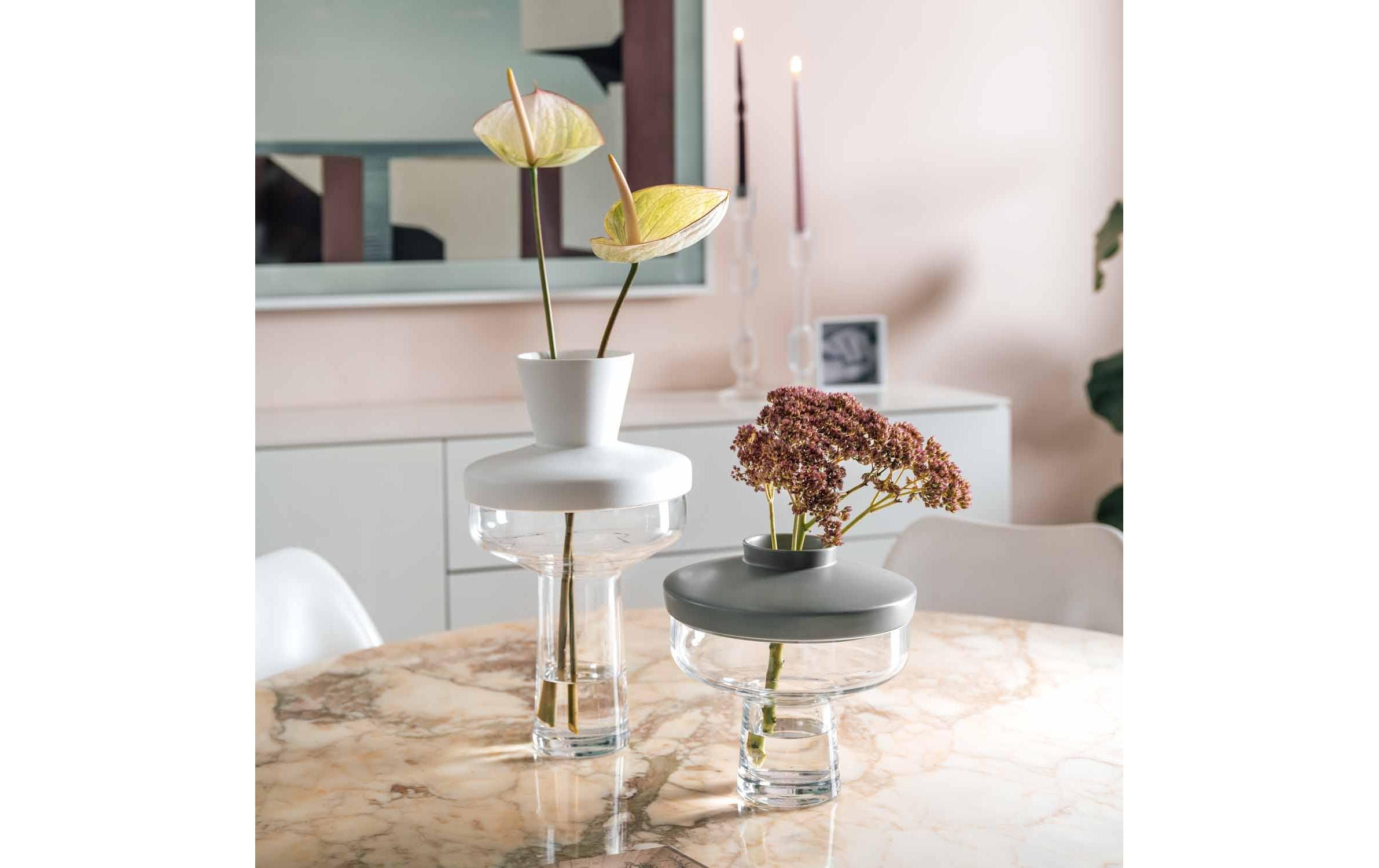 Leonardo Vase + Top Riva 36 cm, Transparent