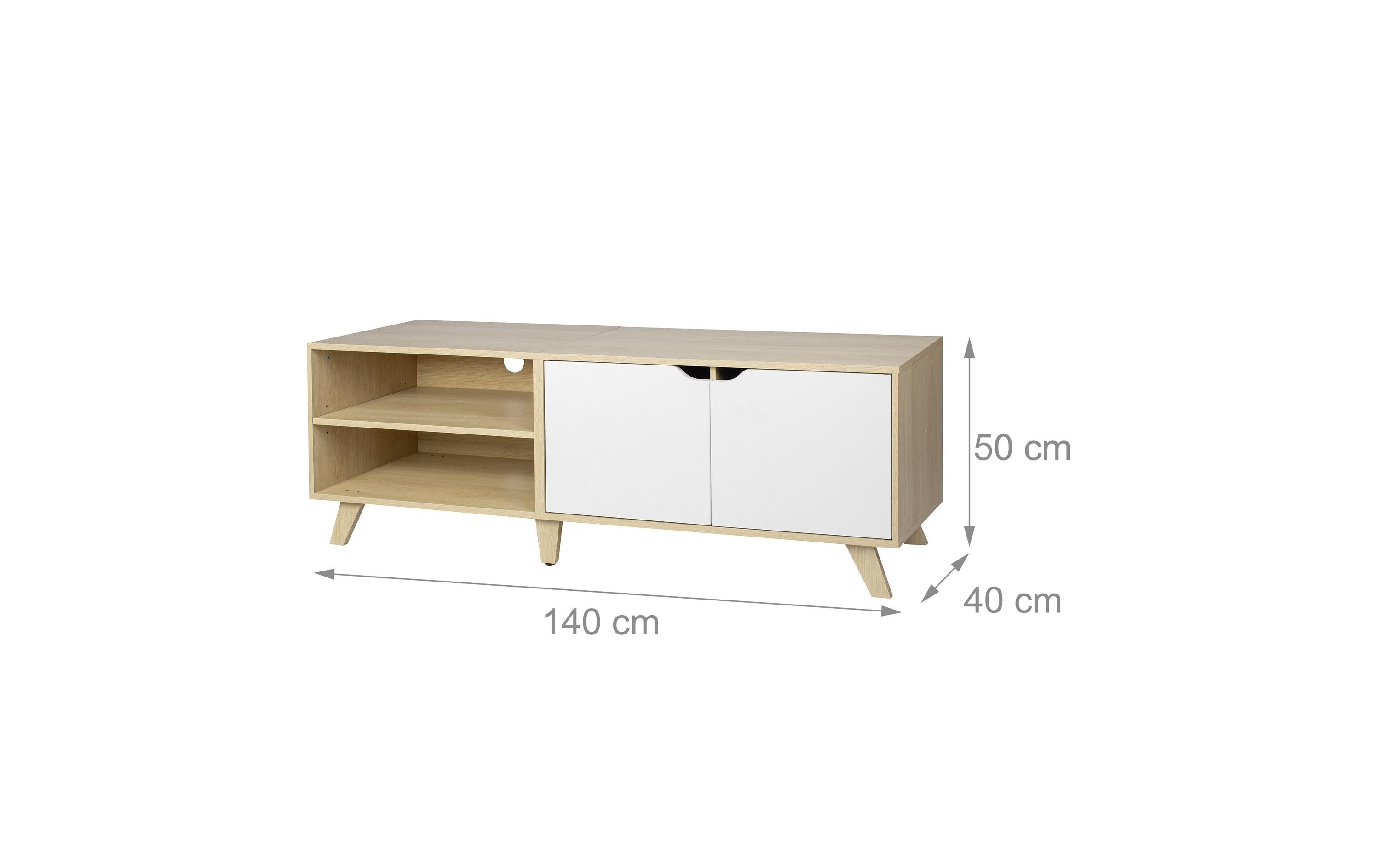 relaxdays TV-Möbel Vintage Style 140 cm, Hellbraun 60 Zoll