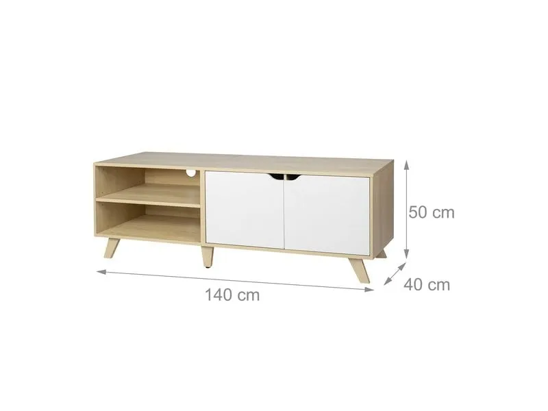 relaxdays TV-Möbel Vintage Style 140 cm, Hellbraun 60 Zoll
