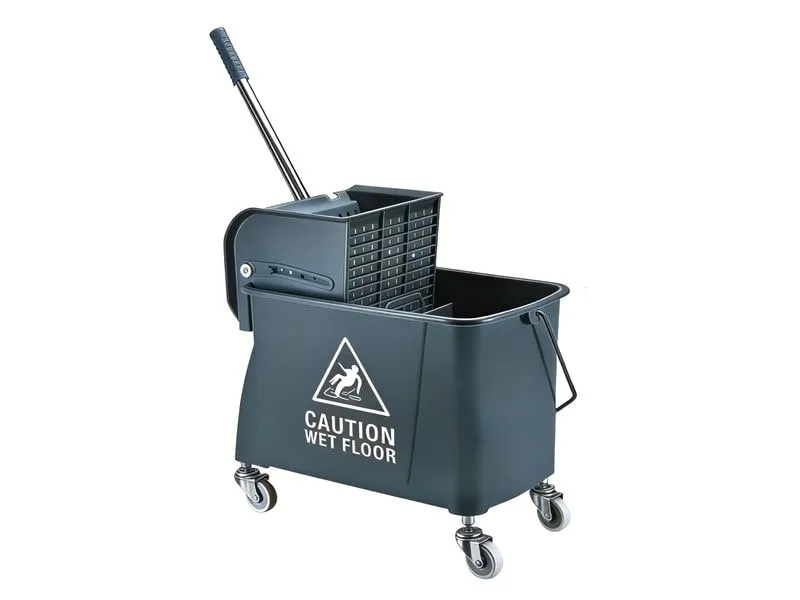 relaxdays Reinigungswagen 22 l, Silber/Grau/Weiss