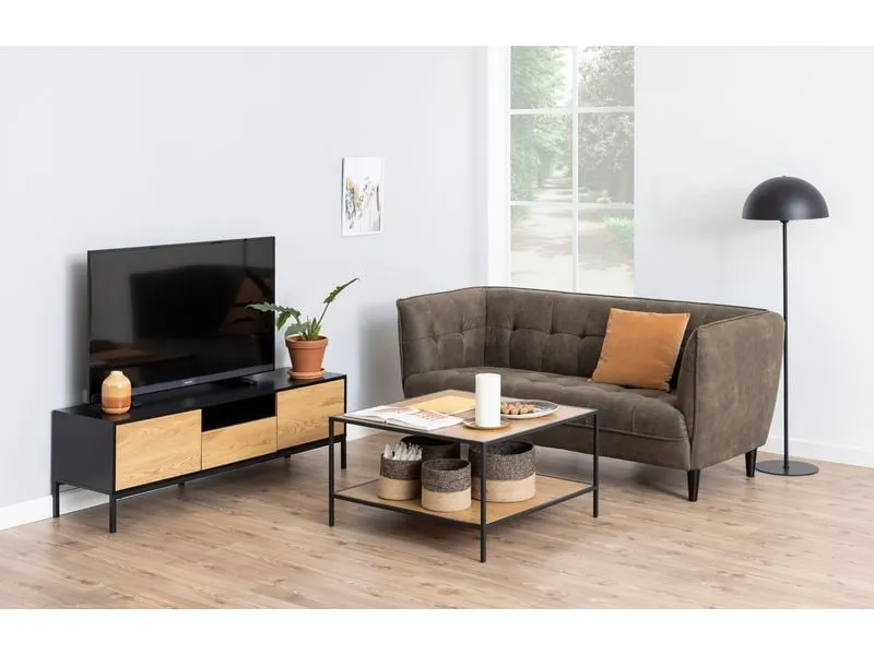 AC Design TV-Möbel Seaford 140 x 40 x 45 cm, Nature/Schwarz