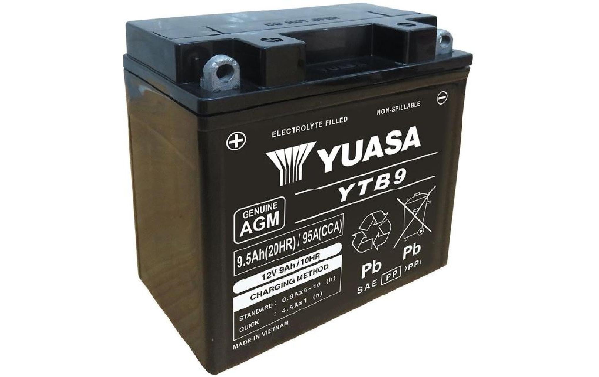 YUASA Motorradbatterie AGM 2V/9.5Ah/95A