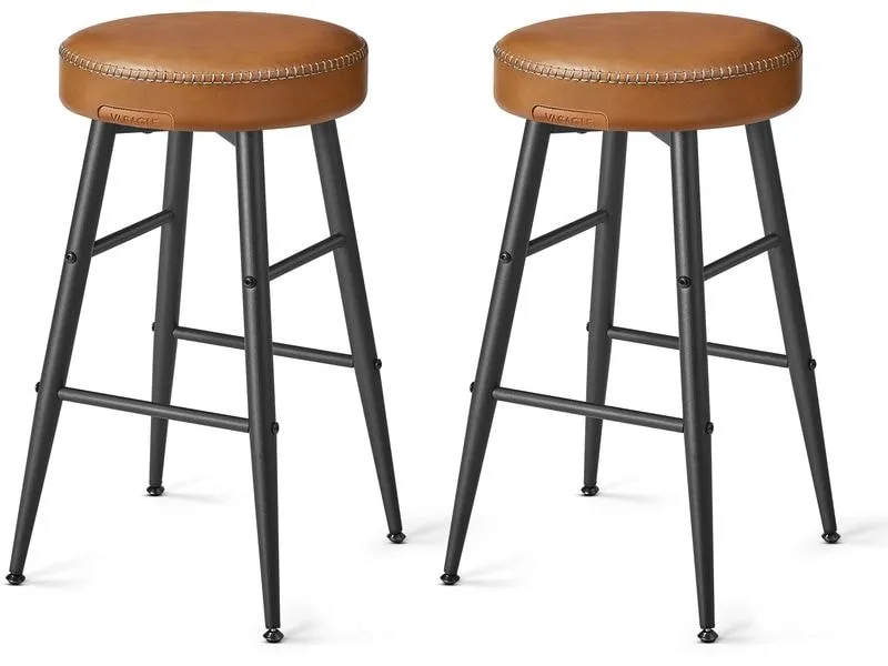 VASAGLE Barhocker aus PU-Kunstleder, 2er Set 49.5 x 63 cm, Braun VASAGLE Barhocker aus PU-Kunstleder, 2er Set 49.5 x 63 cm, Braun