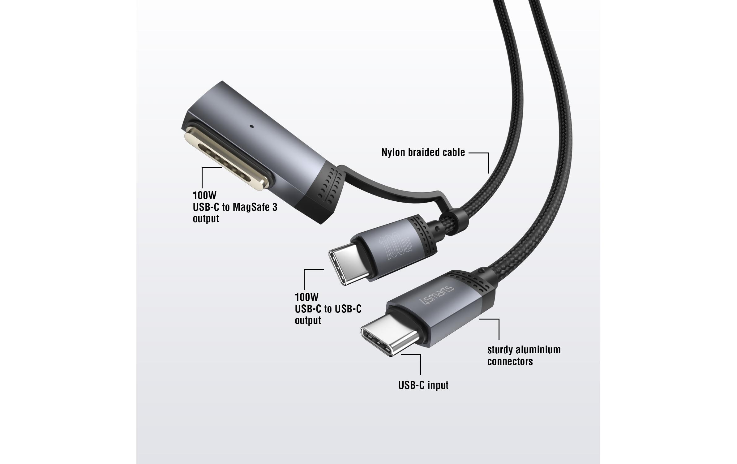 4smarts MagSafe 3 Adapter und USB-C Kabel USB C - MagSafe 3 2 m