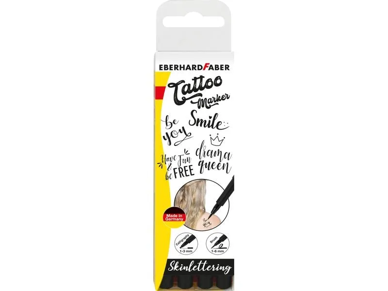 Eberhard Faber Tattoostift Skinlettering 4 Stück, Schwarz