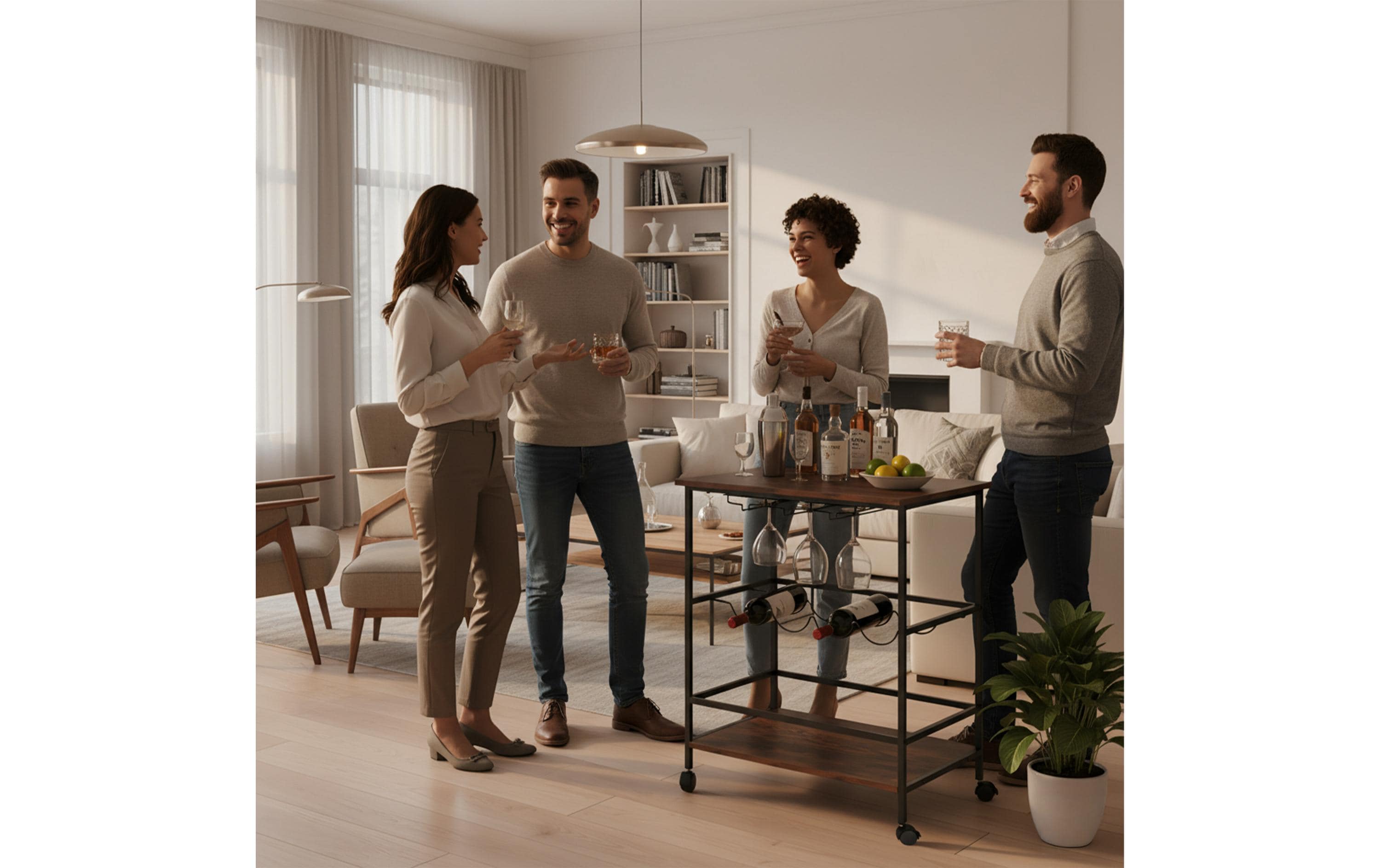 relaxdays Servierwagen 82 x 60 x 45 cm Dunkelbraun/Schwarz