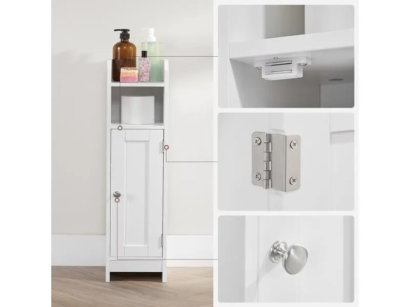 VASAGLE Badezimmerregal mit Tür 80 x 20 cm, Weiss VASAGLE Badezimmerregal mit Tür 80 x 20 cm, Weiss