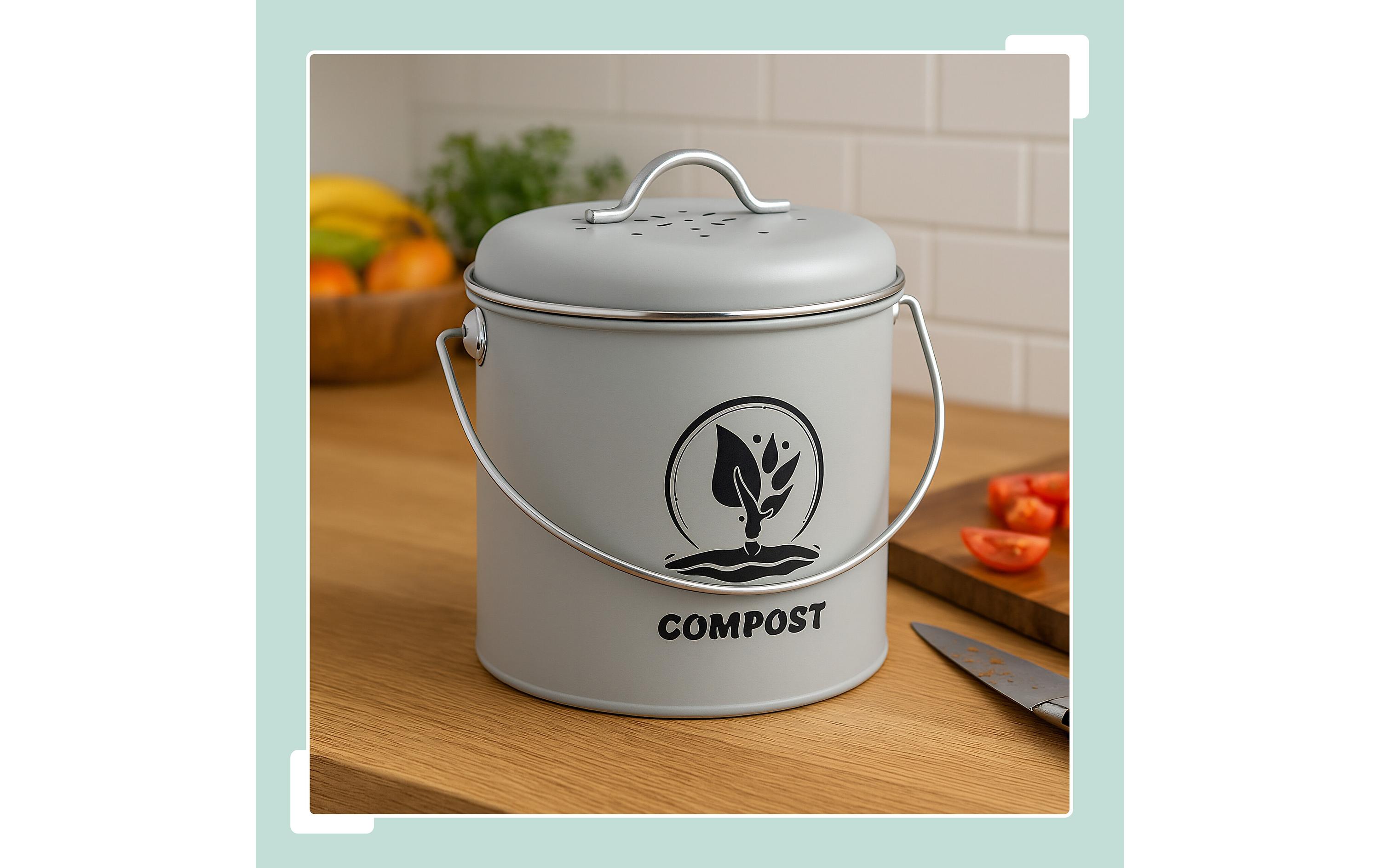 relaxdays Komposteimer 3.5 l, Grau/Silber