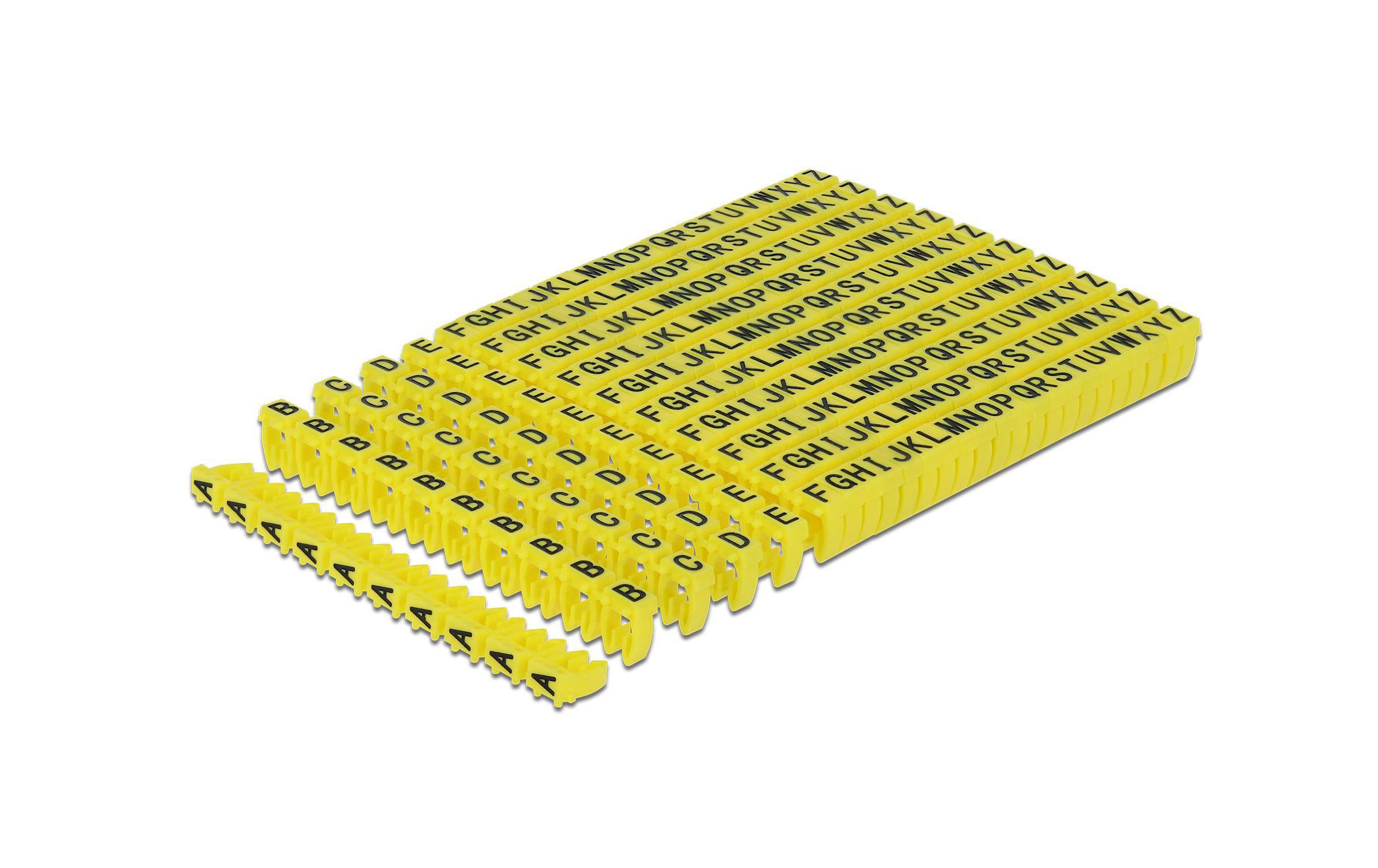 Delock Kabelkennzeichnung Clips A-Z gelb, 10x 26 Stück