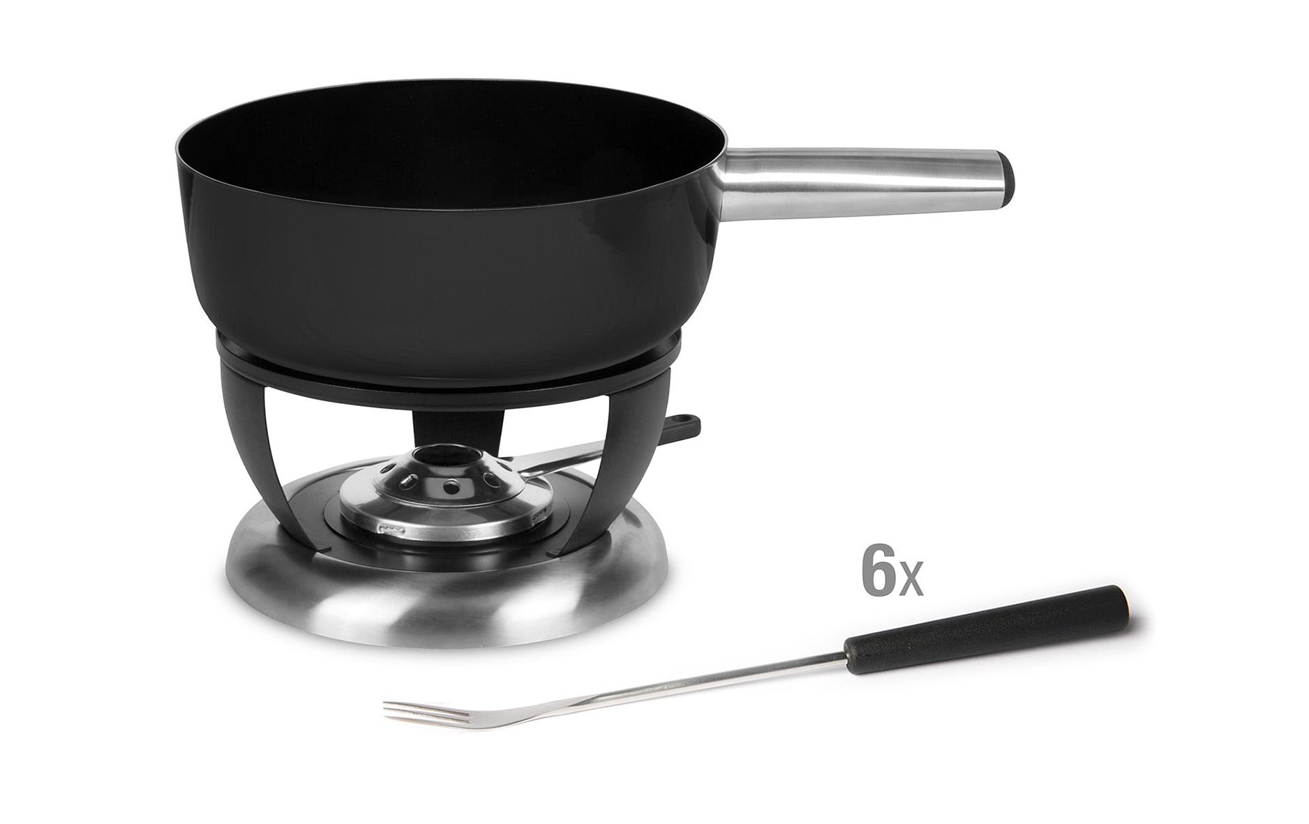 Stöckli Käsefondue-Set Bellavista Emotion 8 Teile, Schwarz