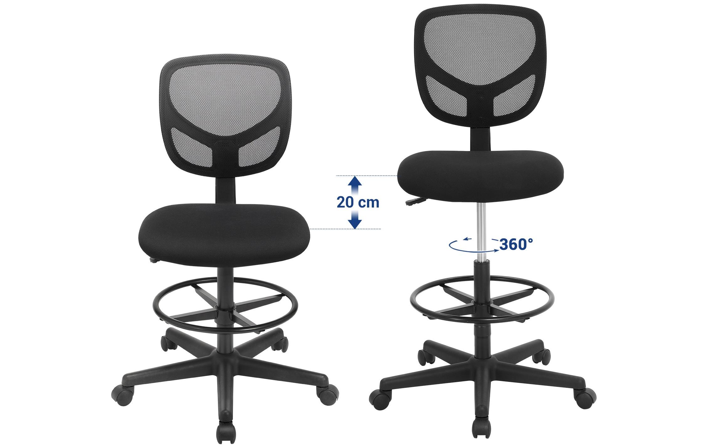 Songmics Bürostuhl mit Fusskreuz, Schwarz