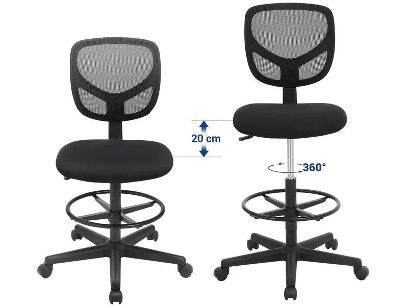 Songmics Bürostuhl mit Fusskreuz, Schwarz Songmics Bürostuhl mit Fusskreuz, Schwarz