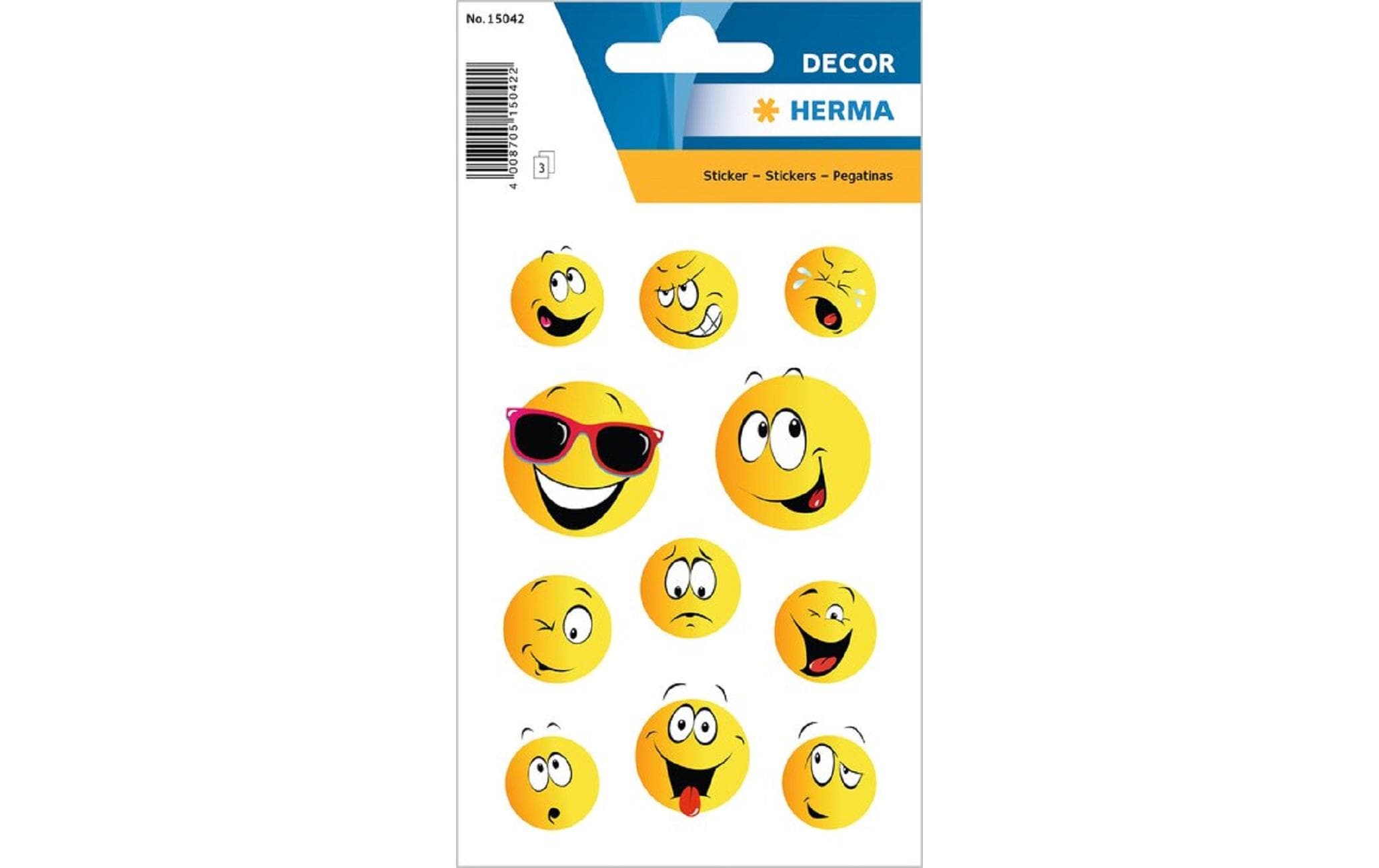Herma Stickers Motivsticker Happy Face, 3 Blatt
