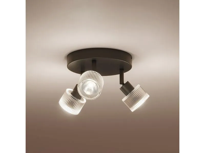 Philips Horen Aufbauspot 3x rund ohne Leuchtmittel GU10, schwarz