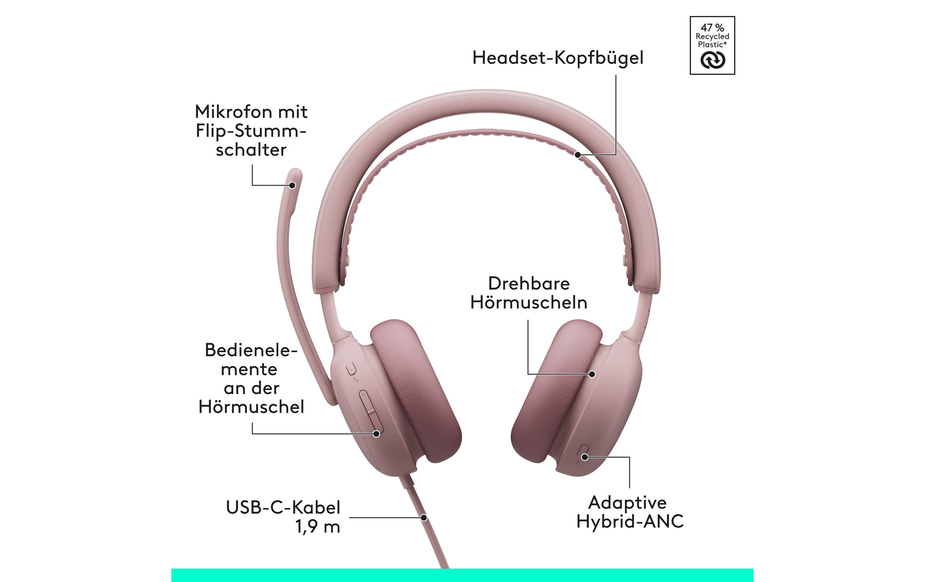 Logitech Headset Zone Wired 2 Rosa Logitech Headset Zone Wired 2 Rosa