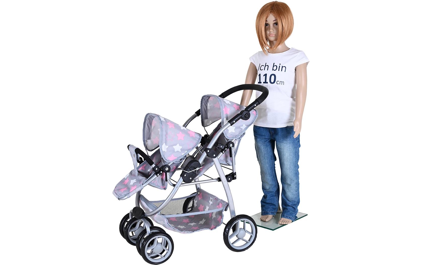 Knorrtoys Zwillingspuppenwagen Milo Star Grey Pink