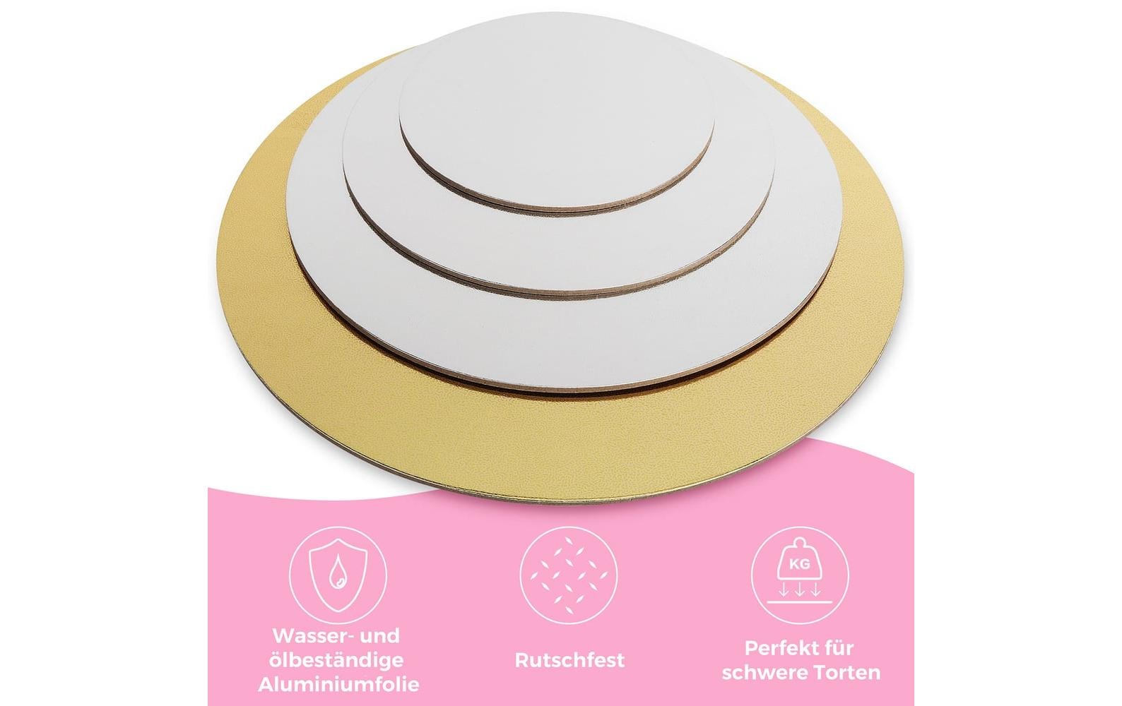 Wenburg Premium Tortenunterlagen 4er-Set – Gold & Siber