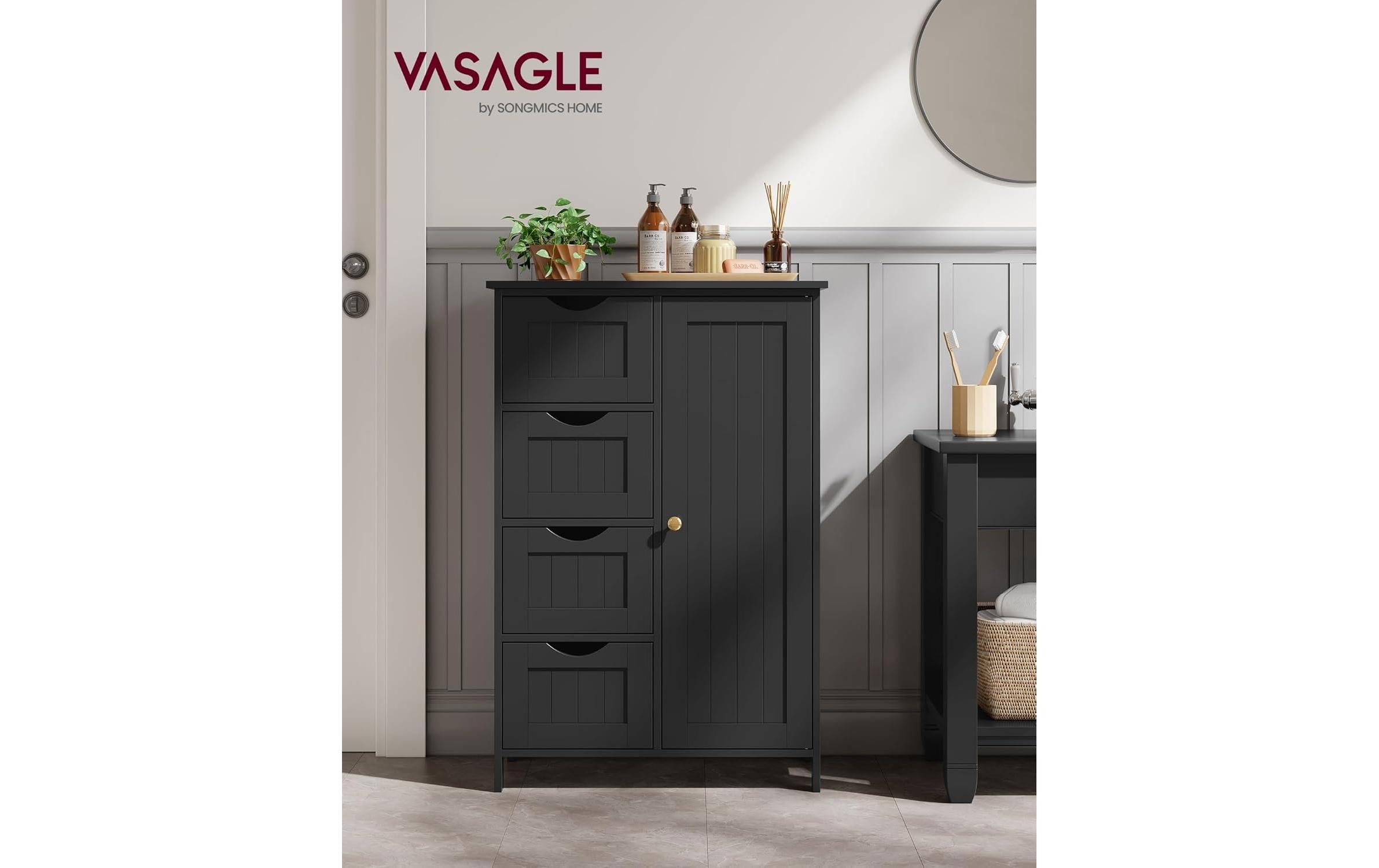 VASAGLE Badezimmerschrank 55 x 82 cm, Schwarz