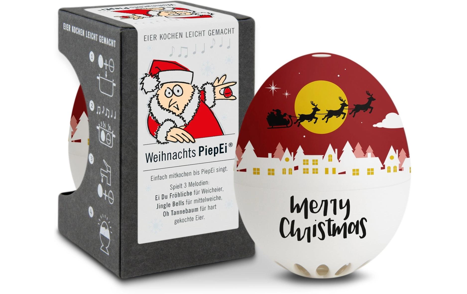 PiepEi Küchentimer Singende Eieruhr Weihnachten, Rot / Weiss