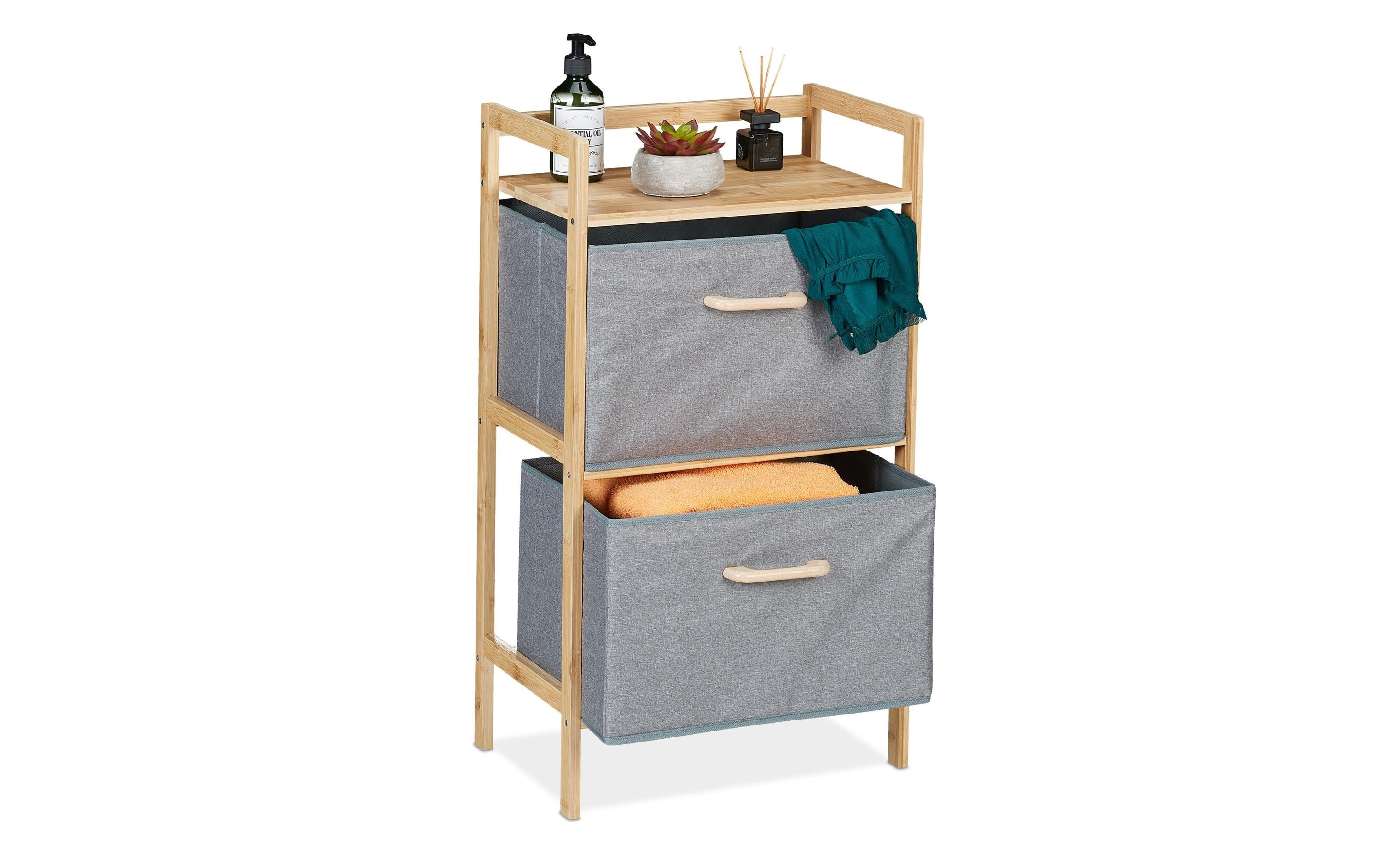 relaxdays Badezimmerregal mit Waschkorb Grau/Nature relaxdays Badezimmerregal mit Waschkorb Grau/Nature