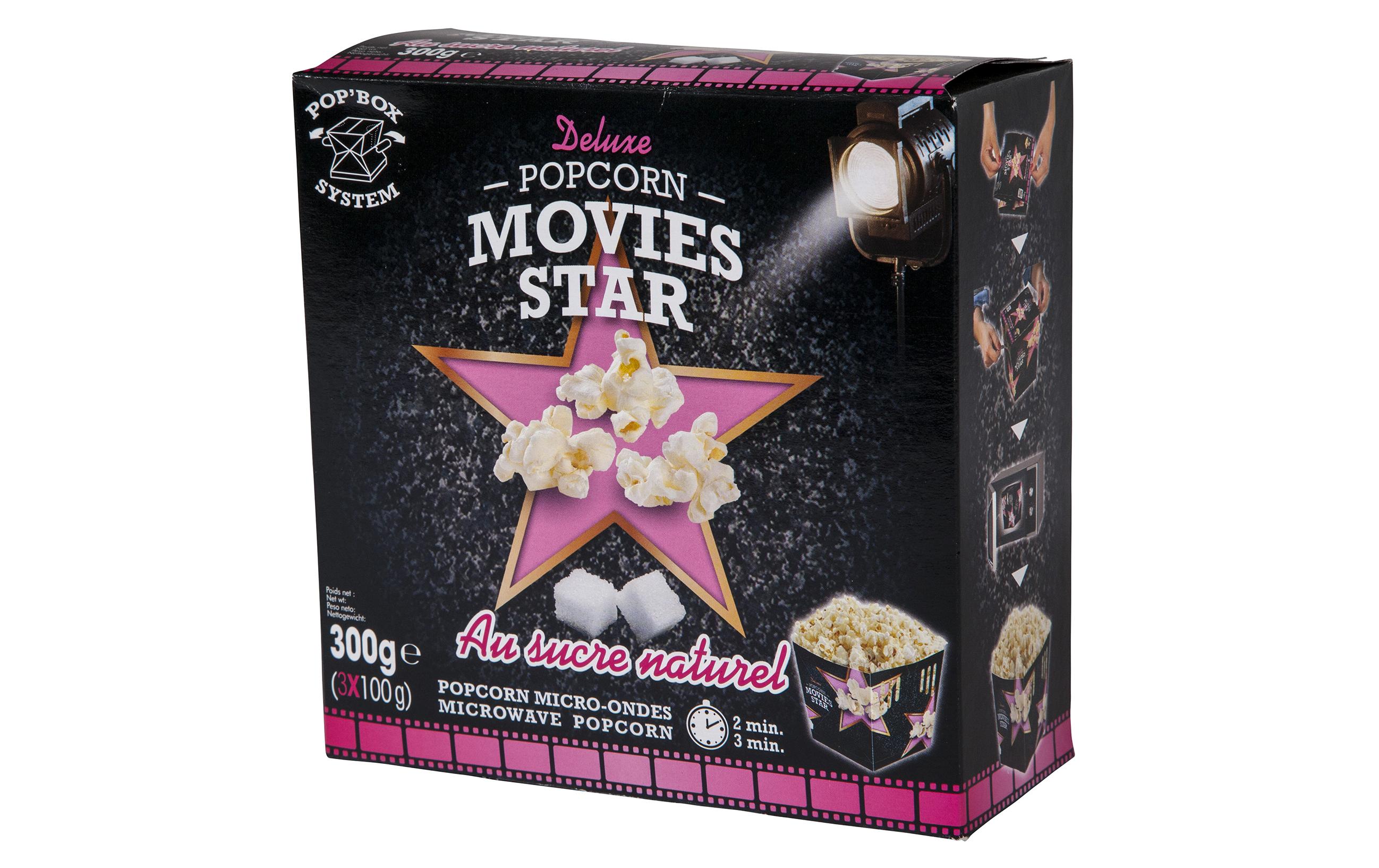 Movies Star Mikrowellen Popcorn Zucker 3 x 100 g