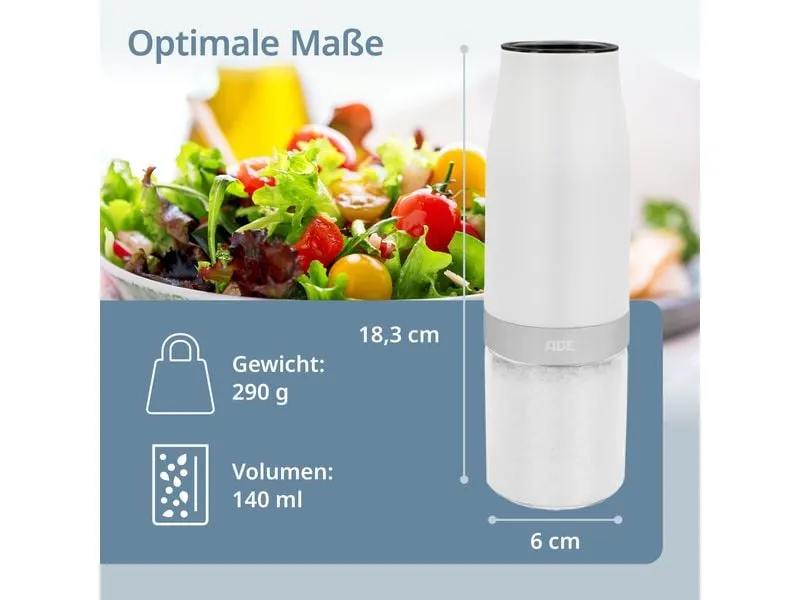 ADE Salz- und Pfeffermühle 18.3 cm, Weiss