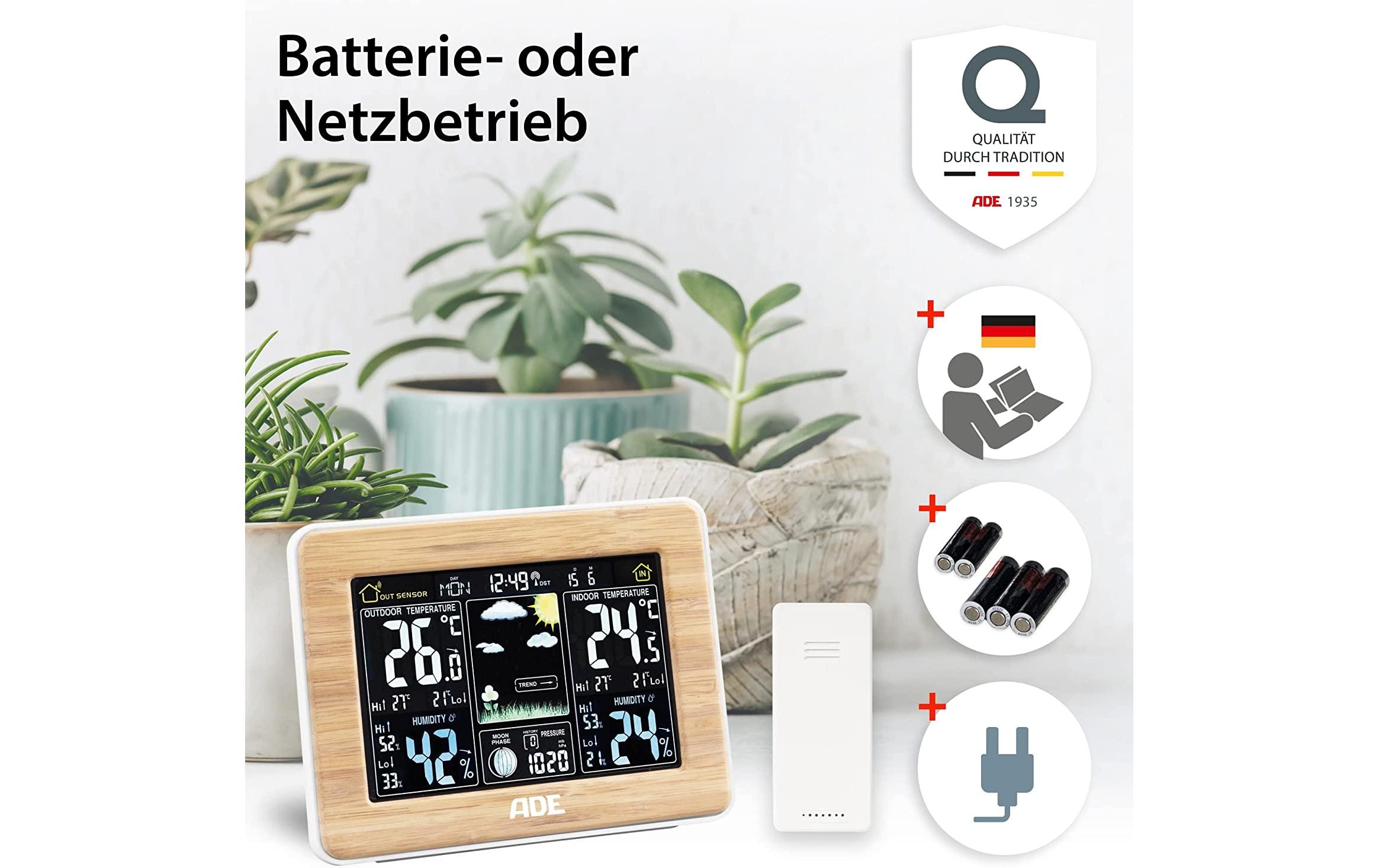 ADE Wetterstation WS1703 Bambus