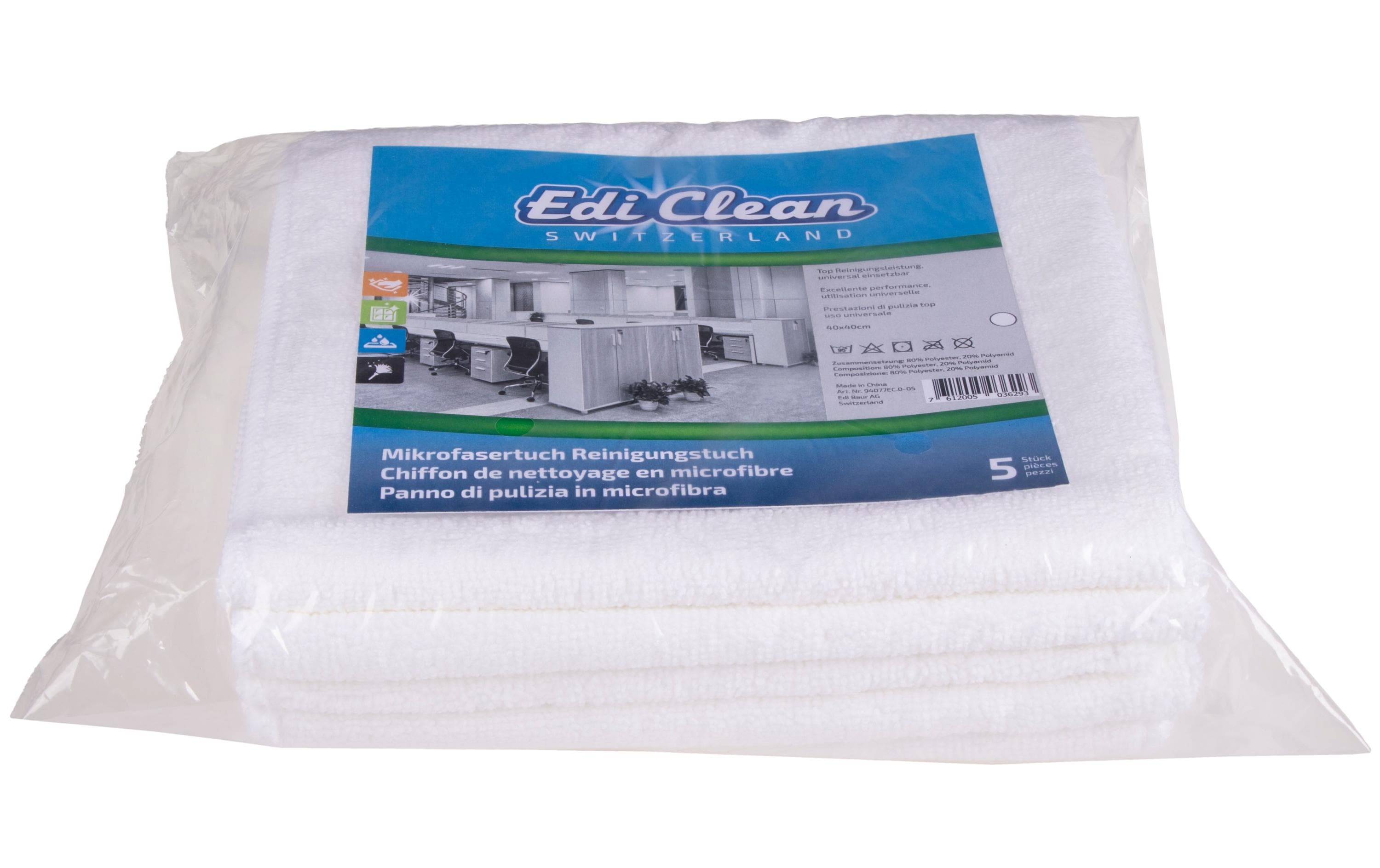 Edi Baur Mikrofaser-Reinigungstuch Black and White 5 Stück, Weiss