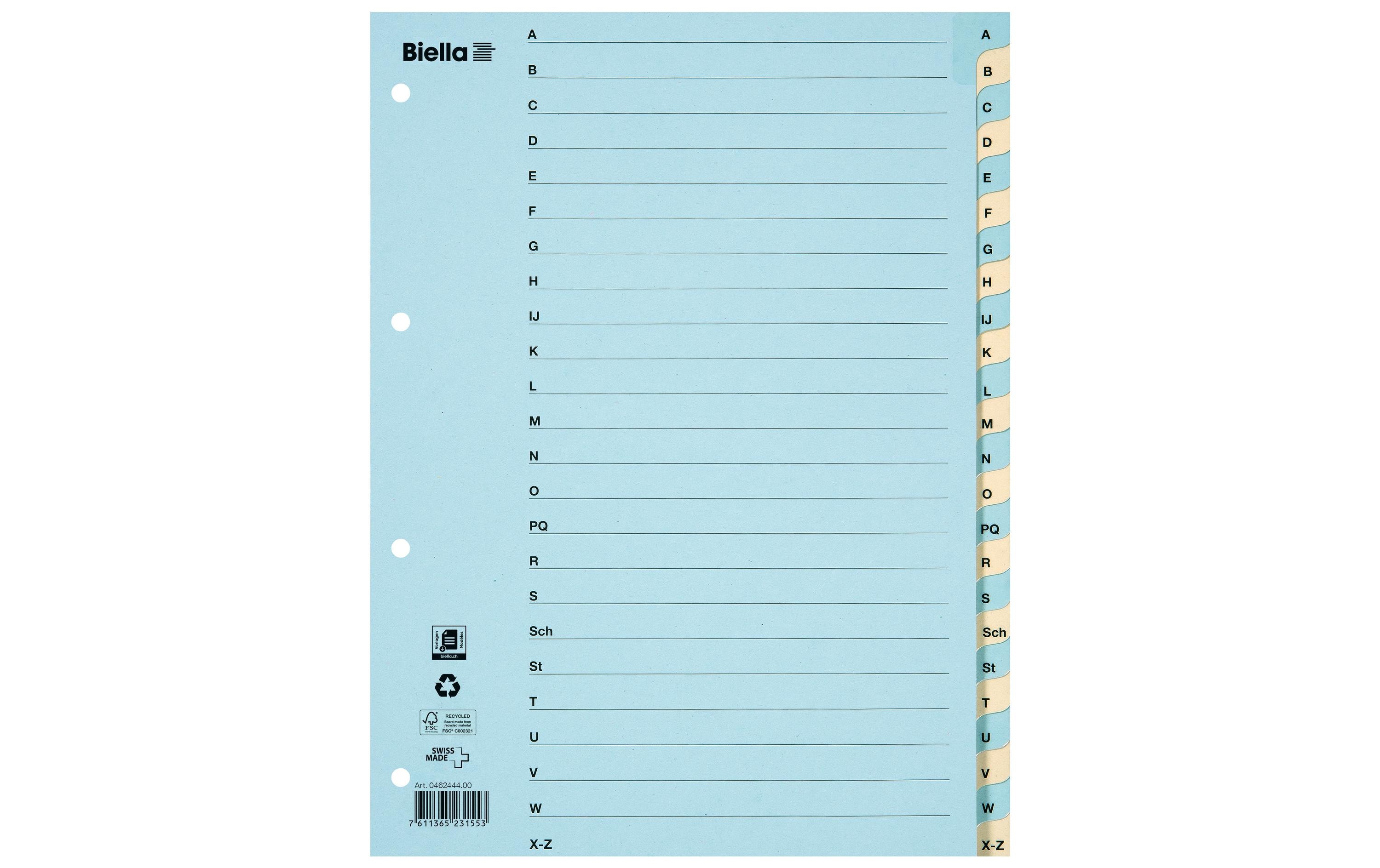 Biella Register A4 A - Z Karton