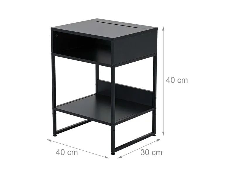 relaxdays Nachttisch 40 x 40 cm, Schwarz relaxdays Nachttisch 40 x 40 cm, Schwarz