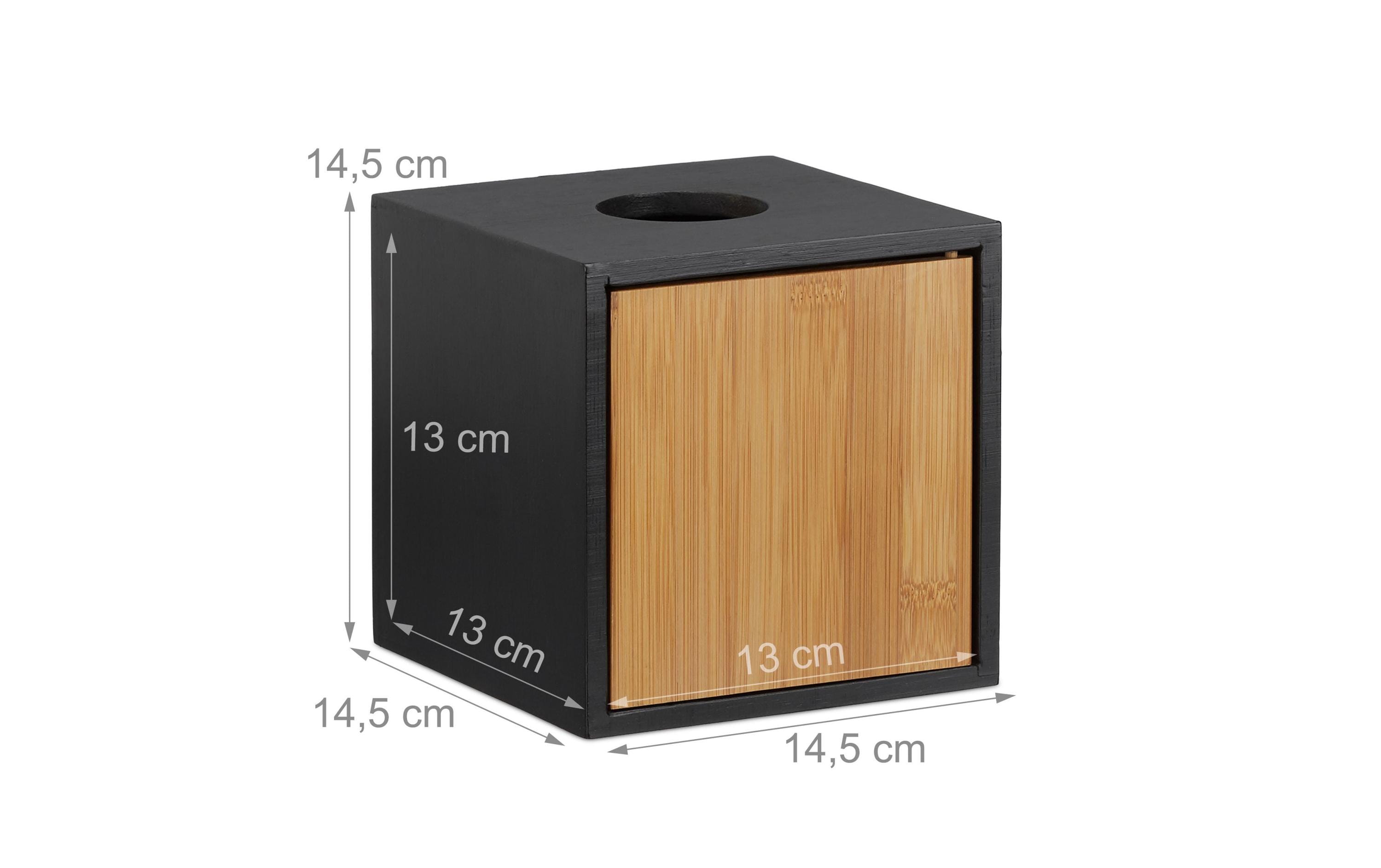 relaxdays Kosmetiktuchbox Quadratisch Nature/Schwarz