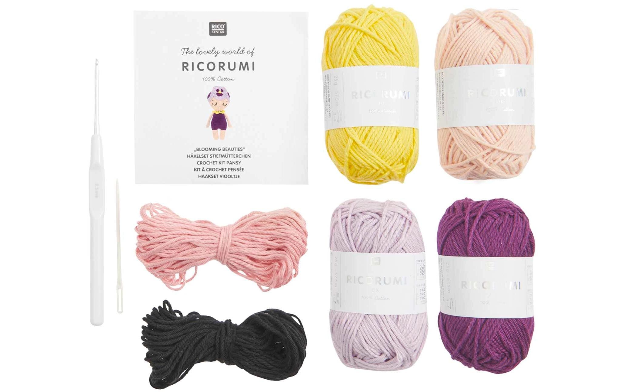 Rico Design Häkelset Blooming Beauties 6-teilig, Stiefmütterchen Rico Design Häkelset Blooming Beauties 6-teilig, Stiefmütterchen