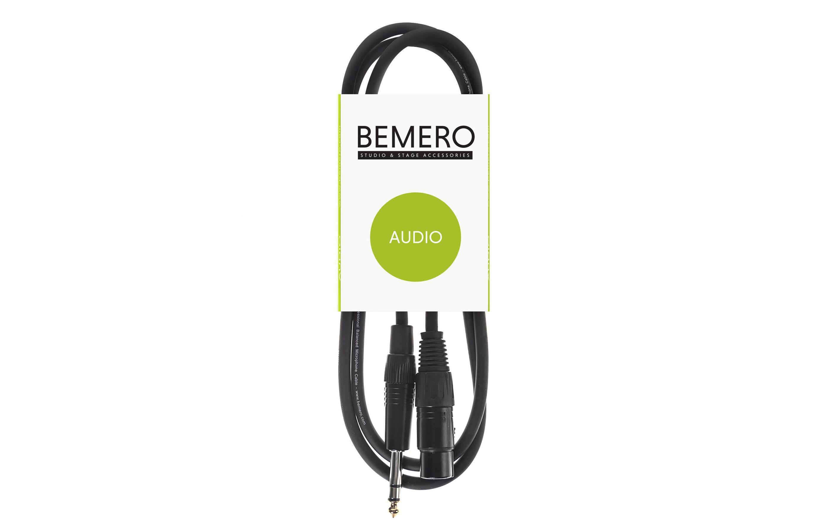 Bemero XLR-Kabel XLRf - 6.3 Klinken symmetrisch 0.75 m, Schwarz