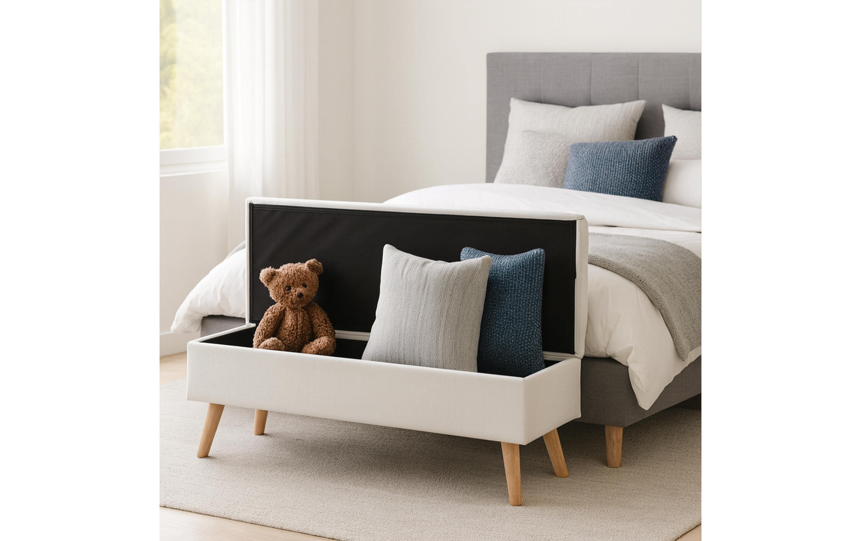 relaxdays Sitzbank 110 x 40 cm, Braun/Weiss