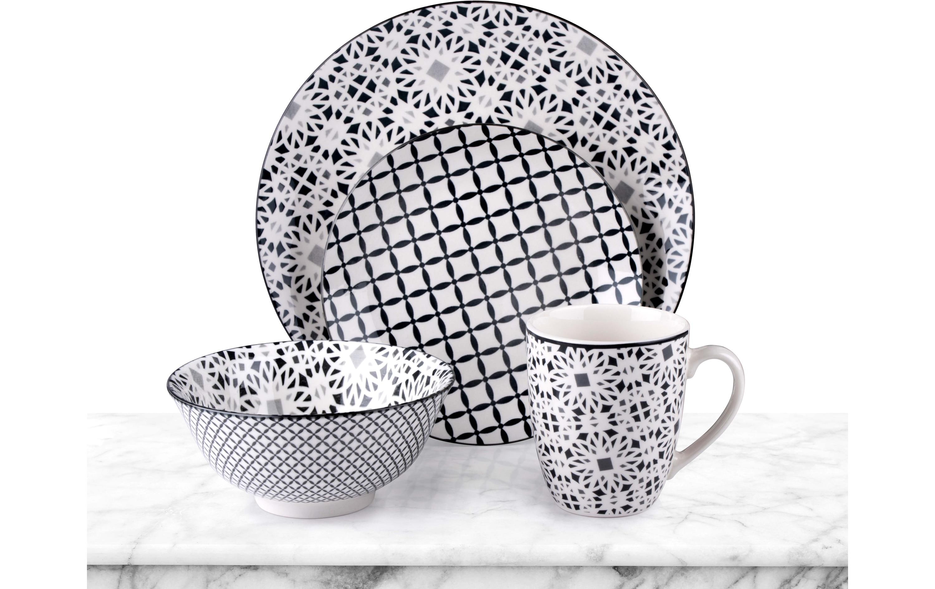 alpina Geschirrset mit Muster 16-teilig