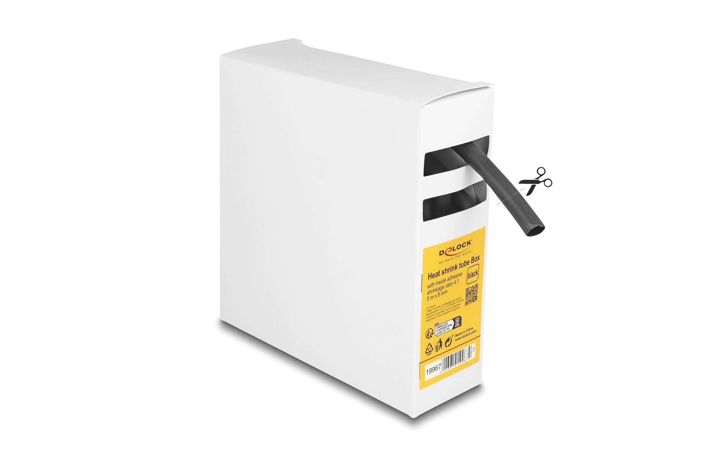 Delock Schrumpfschlauch Box mit Innenkleber 5 m x 8 mm Schwarz Delock Schrumpfschlauch Box mit Innenkleber 5 m x 8 mm Schwarz