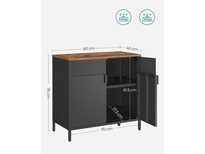Songmics Kommode 80 x 40 x 76 cm, Braun/Schwarz Songmics Kommode 80 x 40 x 76 cm, Braun/Schwarz