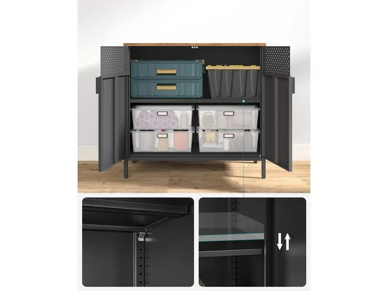 Songmics Kommode 80 x 40 x 76 cm, Braun/Schwarz Songmics Kommode 80 x 40 x 76 cm, Braun/Schwarz