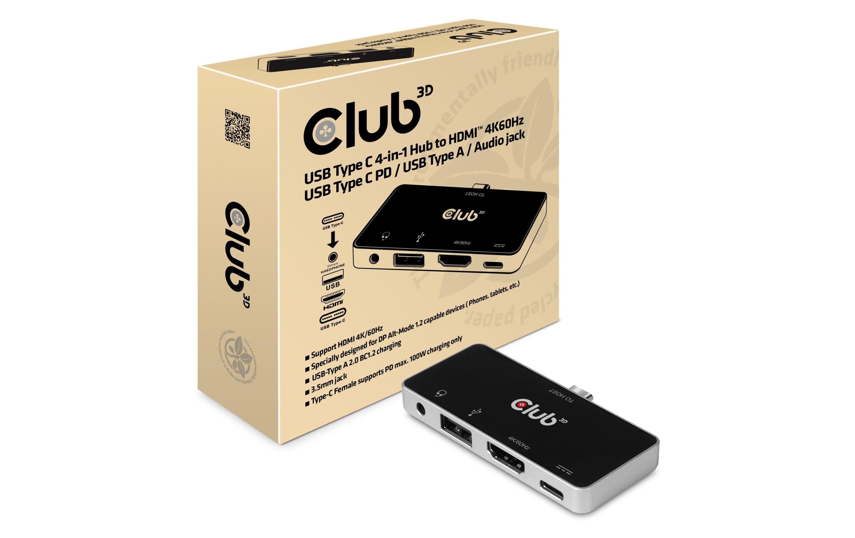 Club 3D Dockingstation CSV-1591 4-in-1 USB 3.1 Typ C 4K60 Hz Club 3D Dockingstation CSV-1591 4-in-1 USB 3.1 Typ C 4K60 Hz