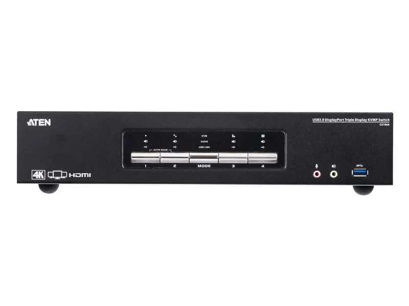 Aten Aten KVM-Switch 4/3-fach Audio/DP/USB, Dual-Port, Display Port, Dreifach-Display