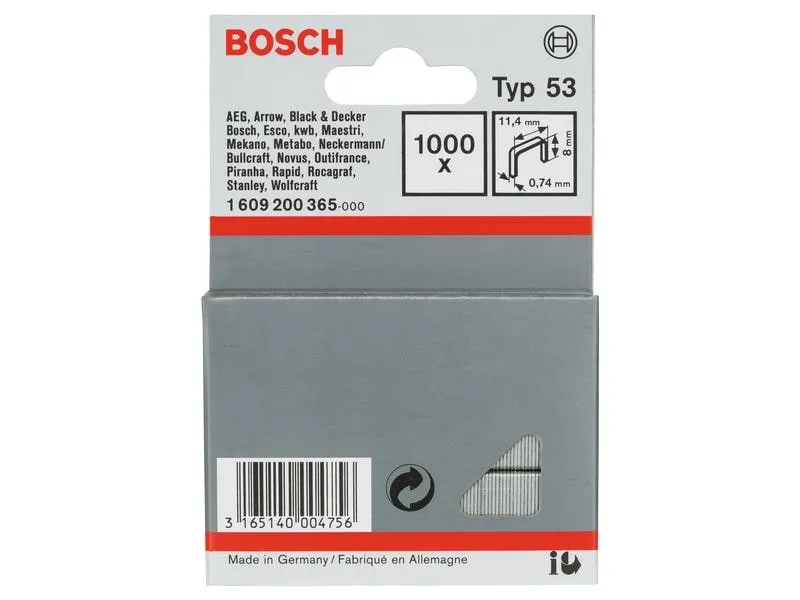 Bosch Professional Feindrahtklammer Typ 53 11.4 x 0.74 x 8 mm Bosch Professional Feindrahtklammer Typ 53 11.4 x 0.74 x 8 mm