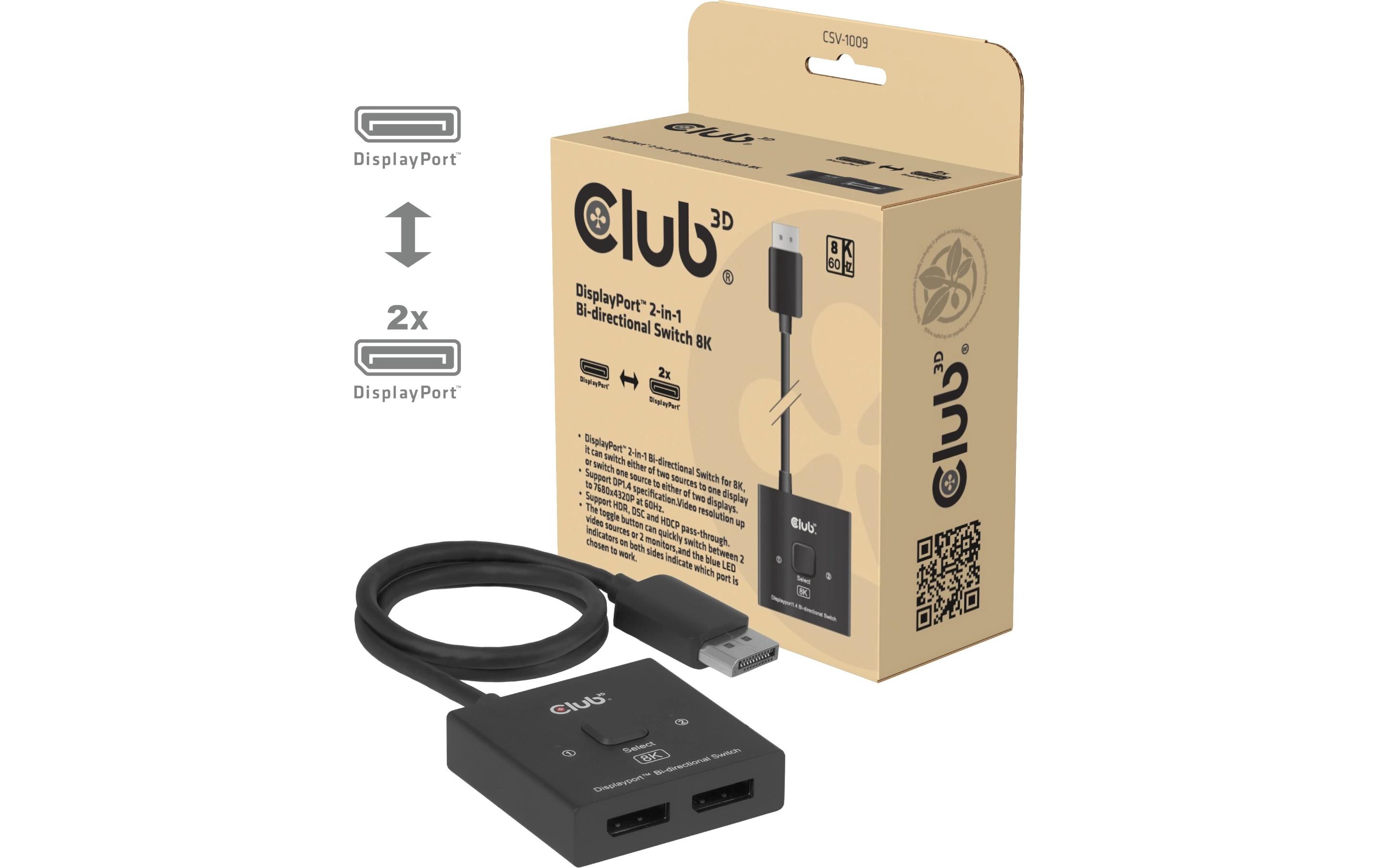 Club 3D Videosplitter CSV-1009 Bi directional 8K 60 Hz Schwarz