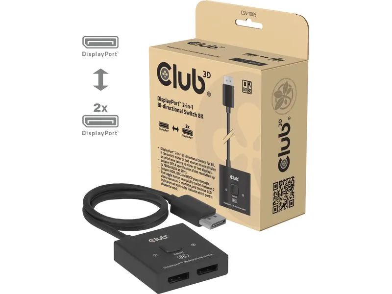 Club 3D Videosplitter CSV-1009 Bi directional 8K 60 Hz Schwarz