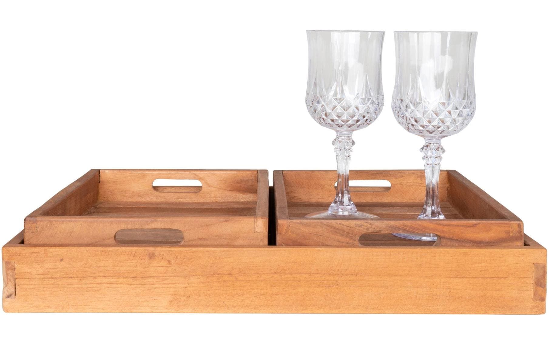 House Nordic Serviertablett Faro 3-er Set, Braun