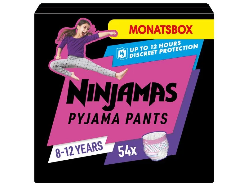 Pampers Nachtwindeln Ninjamas Mädchen 8-12 Jahre, 54 Stk. Pampers Nachtwindeln Ninjamas Mädchen 8-12 Jahre, 54 Stk.