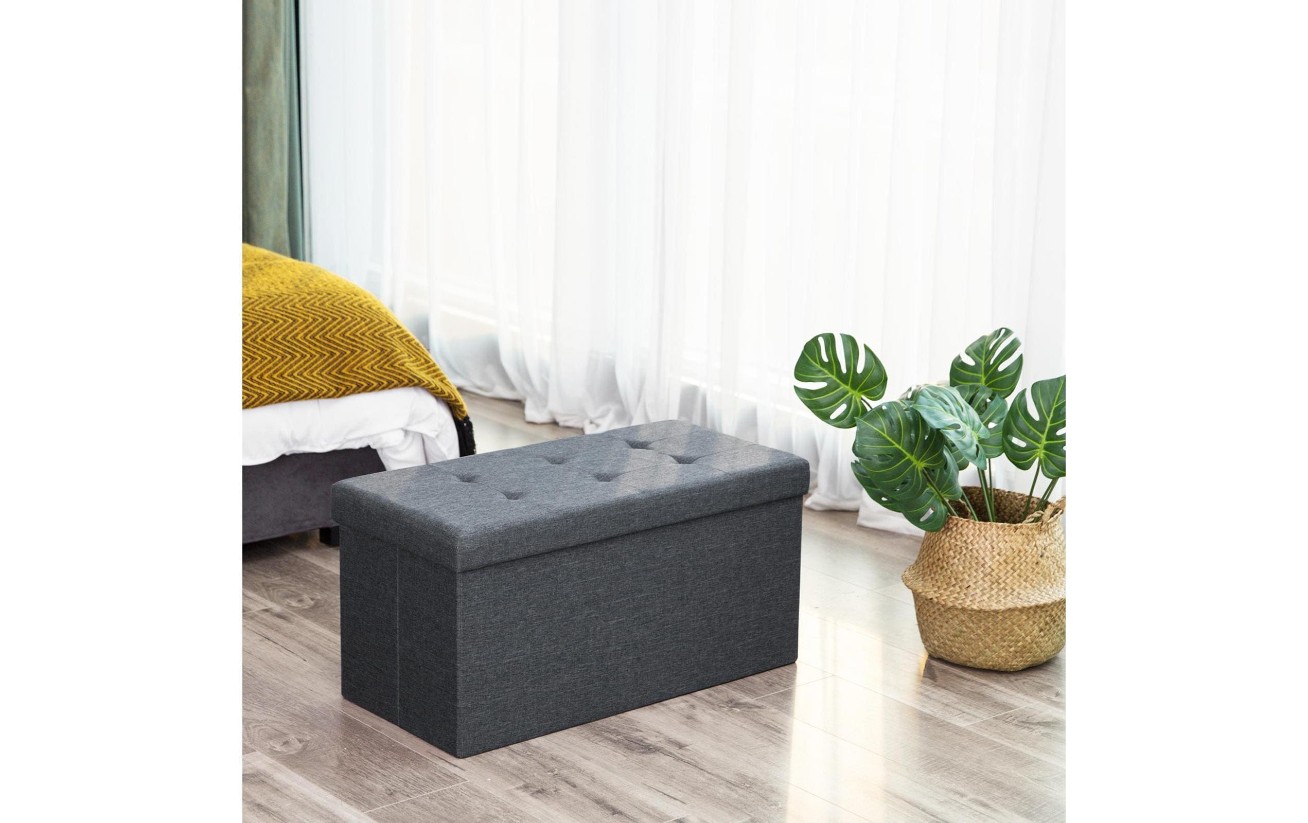 Songmics Sitztruhe Ottomane mit Stauraum 76 x 38 cm, Grau