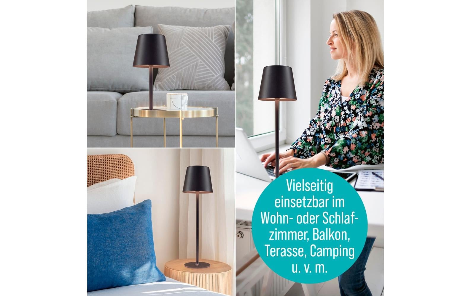 EASYmaxx Tischleuchte mit USB-Anschluss Schwarz