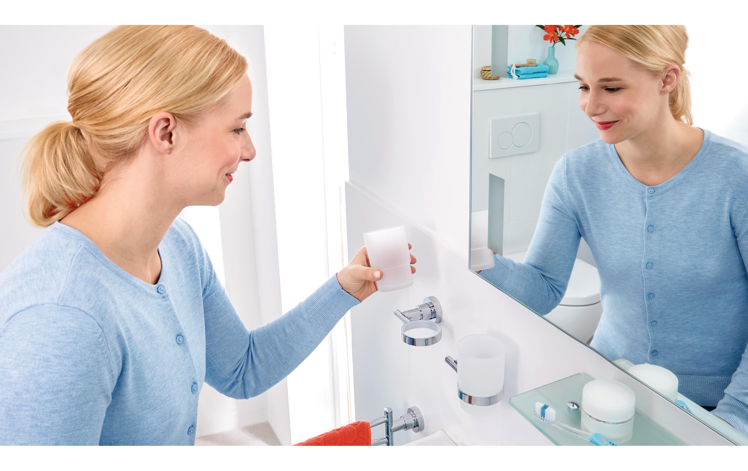 tesa Luup Zahnbürstenhalter ohne Bohren, silber